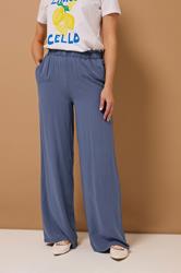 LTS Tall Blue Acid Wash Wide Leg Trousers | Long Tall Sally 4