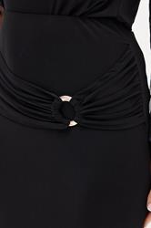 LTS Tall Black Buckle Drape Maxi Skirt | Long Tall Sally 4