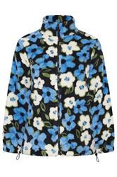 YOURS Plus Size Black & Blue Floral Fleece Jacket | Yours Clothing 7
