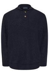 BadRhino Big & Tall Navy Blue Shawl Jumper | BadRhino 4