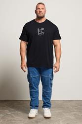 JACK & JONES Big & Tall Black & Grey Skull Graphic T-Shirt | BadRhino 1
