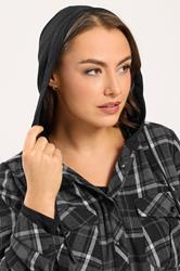 YOURS Plus Size Grey Hooded Check Shirt | Yours Clothing 4