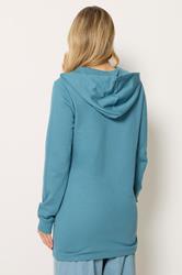 LTS Tall Women's Teal Blue Cotton Longline Zip Hoodie | Long Tall Sally 2