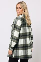 YOURS Plus Size Khaki Green Check Shacket | Yours Clothing 2