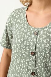 YOURS Plus Size Sage Green Floral Ribbed Swing Top | Yours Clothing 4