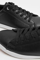 Black Faux Leather Lace Up Trainers In Extra Wide EEE Fit | Yours Clothing 5