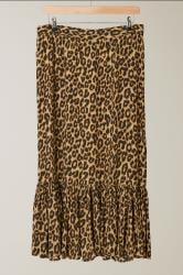 EVANS Plus Size Brown Leopard Print Maxi Skirt | Evans 5