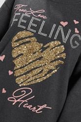 YOURS Curve Grey 'True Love Feeling' Heart Embellished Sweatshirt | Yours Clothing 4