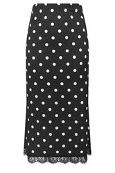 LIMITED COLLECTION Plus Size Black Polka Dot Lace Hem Skirt | Yours Clothing 5