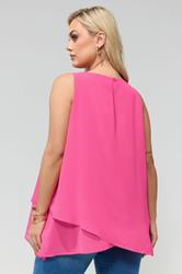 YOURS LONDON Plus Size Fuchsia Pink Layered Blouse | Yours Clothing 2