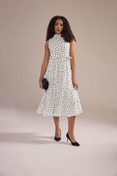 M&Co White Spot Print Tiered Chiffon Midi Dress | M&Co 3