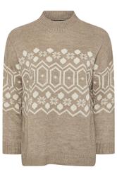YOURS Curve Natural Brown Fairisle Jumper