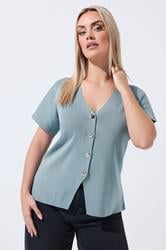 LIMITED COLLECTION Plus Size Blue Short Sleeve Knitted Top | Yours Clothing 3