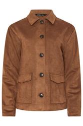 LTS Tall Natural Brown Faux Suede Trucker Jacket