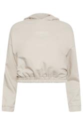 PixieGirl Petite Stone Brown 'Los Angeles' Slogan Cotton Cropped Hoodie