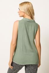 M&Co Sage Green Sleeveless Collared Shirt | M&Co 2