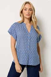 M&Co Women's Denim Blue Dobby Shirt | M&Co 3