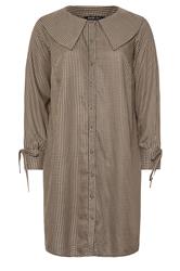 YOURS Curve Brown Check Collar Mini Dress