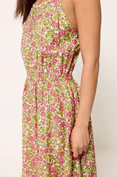 PixieGirl Petite Women's Pink Floral Midi Dress | PixieGirl 4