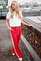 LTS Tall Red Side Stripe Wide Leg Trousers | Long Tall Sally 3