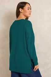 EVANS Plus Size Teal Green Luxe Sweatshirt | Evans 2