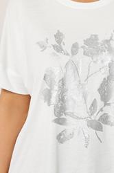 EVANS Plus Size Ivory White Floral Stud Detail Modal Top | Evans 4