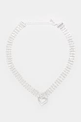 Silver Tone Diamante Heart Pendant Choker | Yours Clothing  3