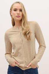 LTS PREMIUM Tall Natural Brown Button Down Cardigan | Long Tall Sally 1