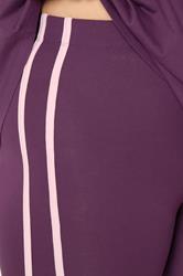 YOURS ACTIVE Plus Size Burgundy Red Side Stripe Leggings | Yours Clothing 5
