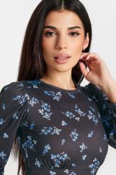 PixieGirl Petite Womens Navy Blue Ditsy Print Midi Dress | PixieGirl  4