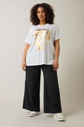 EVANS Plus Size Black Elasticated Waist Wide Leg Trousers | Evans 1