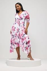 YOURS LONDON Plus Size White Floral Wrap Midi Dress | Yours Clothing 3