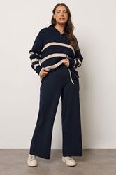 EVANS Plus Size Navy Blue Luxury Knitted Trousers | Evans 1