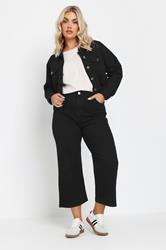 YOURS Plus Size Black Wide Leg Cropped Denim Jeans 3