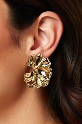 Gold Tone Molten Floral Earrings | Yours Clothing 1