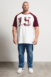 BadRhino Big & Tall Red & White Extra Long Raglan Football T-Shirt | BadRhino 1