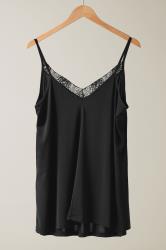 EVANS Plus Size Black Lace Trim Cami Top | Evans 5
