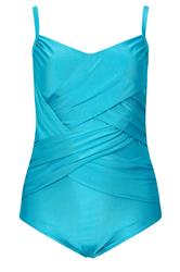 YOURS Curve Turquoise Blue Super Sculpt Crossover Swimsuit