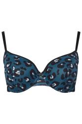 YOURS Plus Size Teal Blue Animal Print Mesh T-Shirt Bra | Yours Clothing 2