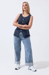 LIMITED COLLECTION Plus Size Navy Blue Knitted Waistcoat | Yours Clothing 1