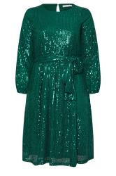YOURS LONDON Curve Green Sequin Skater Midi Dress