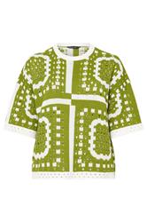 LIMITED COLLECTION Plus Size Green Abstract Crochet Boxy Top | Yours Clothing 6