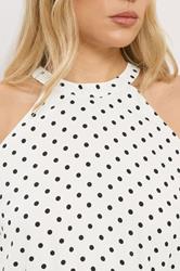 LTS Tall Women's White Satin Polka Dot Halter Neck Dress | Long Tall Sally 5