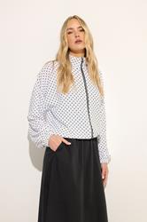 LTS Tall Women's White Polka Dot Funnel Neck Jacket | Long Tall Sally 3