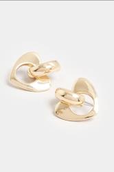 Gold Tone Heart Drop Earrings | Yours Clothing 2