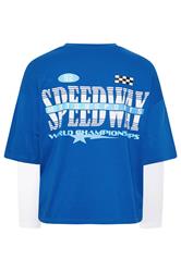 LIMITED COLLECTION Plus Size Blue 'Speedway' Graphic Motorsport 2-In-1 T-Shirt | Yours Clothing 7
