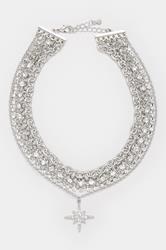 Silver Tone Star Diamante Choker Necklace | Yours Clothing 3