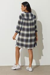 PixieGirl Petite Women's Blue Brushed Check Tie Smock Dress | PixieGirl 4
