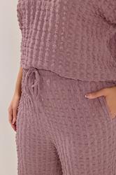 YOURS Plus Size Dusky Pink Bubble Textured Wide Leg Trousers | Yours Clothing 4