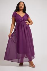 YOURS LONDON Plus Size Purple Lace Maxi Wrap Dress | Yours Clothing 3